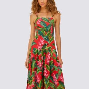 NWT Farm Rio Red Dream Garden Lenzing™ Ecovero™ Euroflax™ Maxi Dress XS